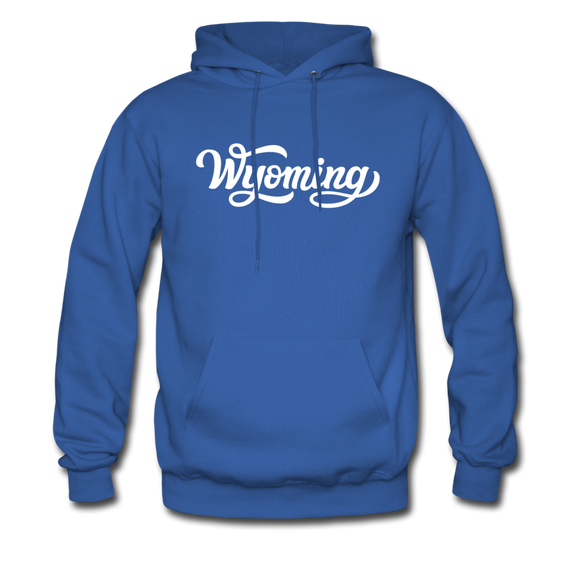 Wyoming Hoodie - Hand Lettered Unisex Wyoming Hooded Sweatshirt - royal blue