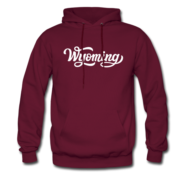 Wyoming Hoodie - Hand Lettered Unisex Wyoming Hooded Sweatshirt - burgundy