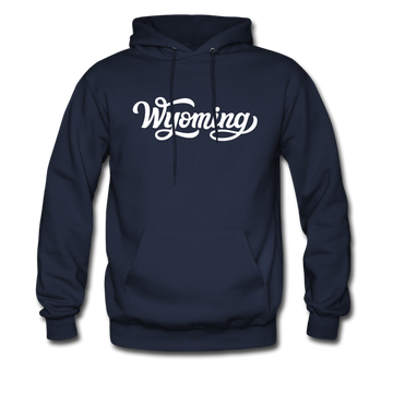 Wyoming Hoodie - Hand Lettered Unisex Wyoming Hooded Sweatshirt - navy