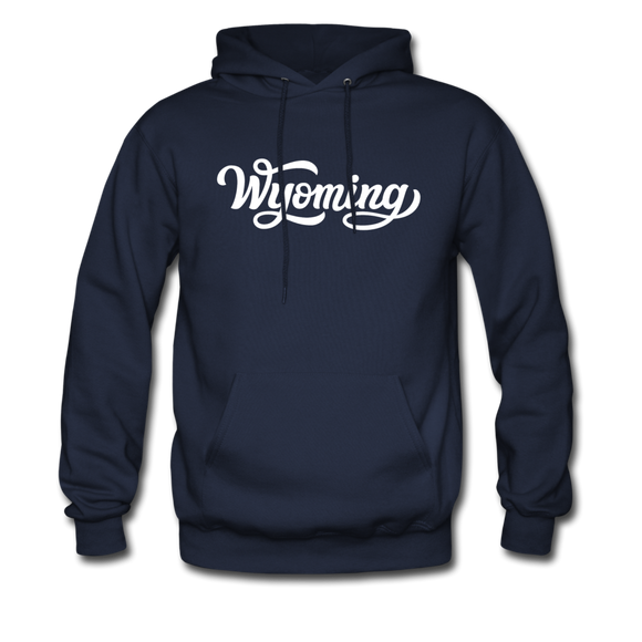 Wyoming Hoodie - Hand Lettered Unisex Wyoming Hooded Sweatshirt - navy