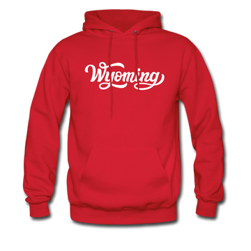 Wyoming Hoodie - Hand Lettered Unisex Wyoming Hooded Sweatshirt - red