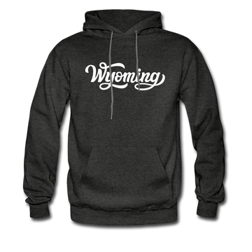 Wyoming Hoodie - Hand Lettered Unisex Wyoming Hooded Sweatshirt - charcoal gray