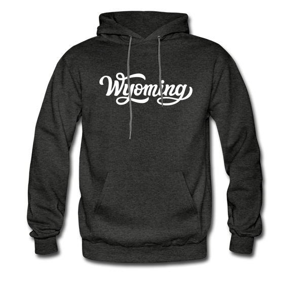 Wyoming Hoodie - Hand Lettered Unisex Wyoming Hooded Sweatshirt - charcoal gray