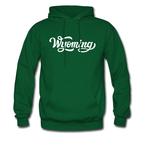 Wyoming Hoodie - Hand Lettered Unisex Wyoming Hooded Sweatshirt - forest green