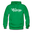 Wyoming Hoodie - Hand Lettered Unisex Wyoming Hooded Sweatshirt - kelly green