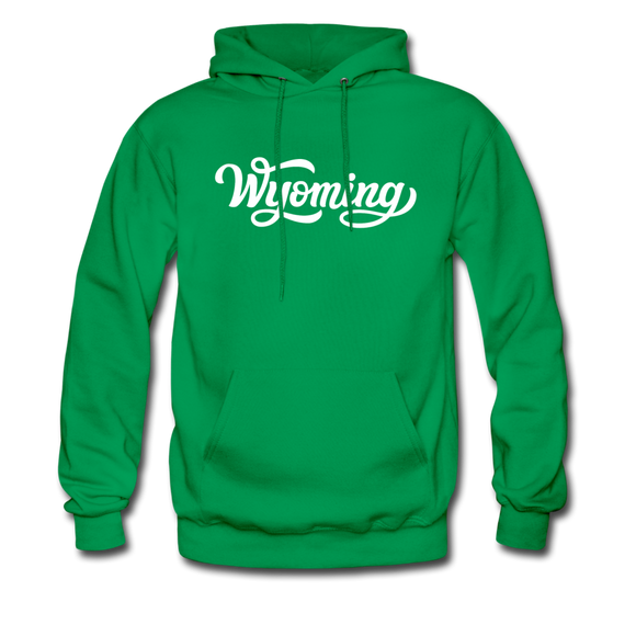Wyoming Hoodie - Hand Lettered Unisex Wyoming Hooded Sweatshirt - kelly green