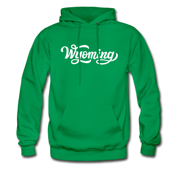 Wyoming Hoodie - Hand Lettered Unisex Wyoming Hooded Sweatshirt - kelly green