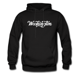 Washington Hoodie - Hand Lettered Unisex Washington Hooded Sweatshirt - black