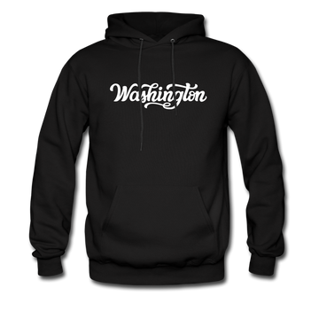 Washington Hoodie - Hand Lettered Unisex Washington Hooded Sweatshirt - black