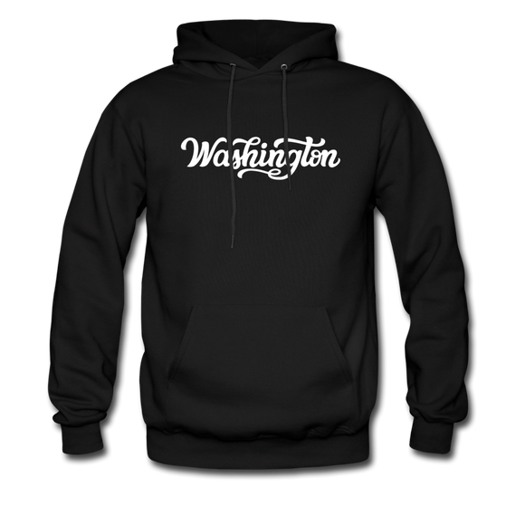 Washington Hoodie - Hand Lettered Unisex Washington Hooded Sweatshirt - black