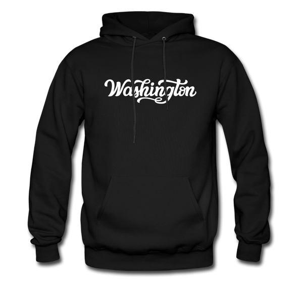 Washington Hoodie - Hand Lettered Unisex Washington Hooded Sweatshirt - black