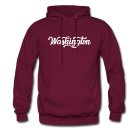 Washington Hoodie - Hand Lettered Unisex Washington Hooded Sweatshirt - burgundy