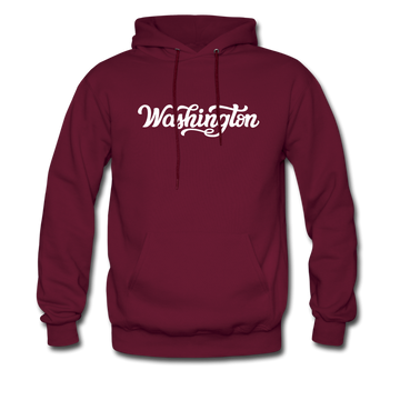 Washington Hoodie - Hand Lettered Unisex Washington Hooded Sweatshirt - burgundy