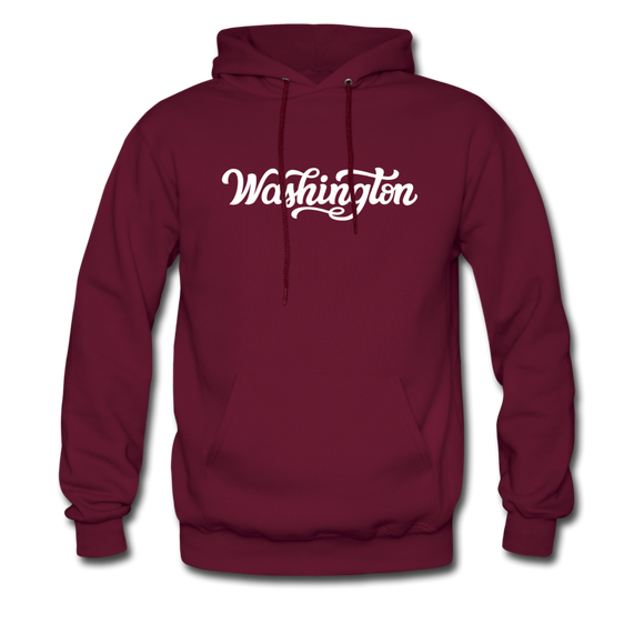 Washington Hoodie - Hand Lettered Unisex Washington Hooded Sweatshirt - burgundy