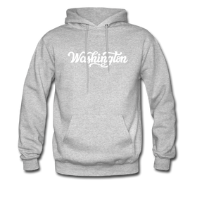 Washington Hoodie - Hand Lettered Unisex Washington Hooded Sweatshirt - heather gray