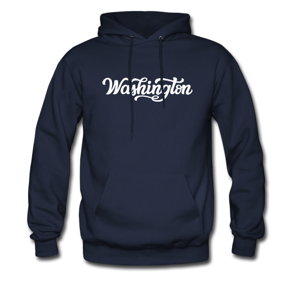Washington Hoodie - Hand Lettered Unisex Washington Hooded Sweatshirt - navy