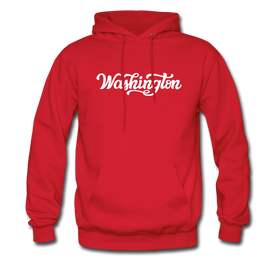 Washington Hoodie - Hand Lettered Unisex Washington Hooded Sweatshirt - red
