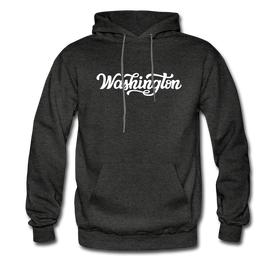Washington Hoodie - Hand Lettered Unisex Washington Hooded Sweatshirt - charcoal gray