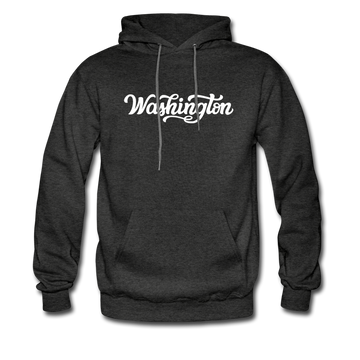 Washington Hoodie - Hand Lettered Unisex Washington Hooded Sweatshirt - charcoal gray