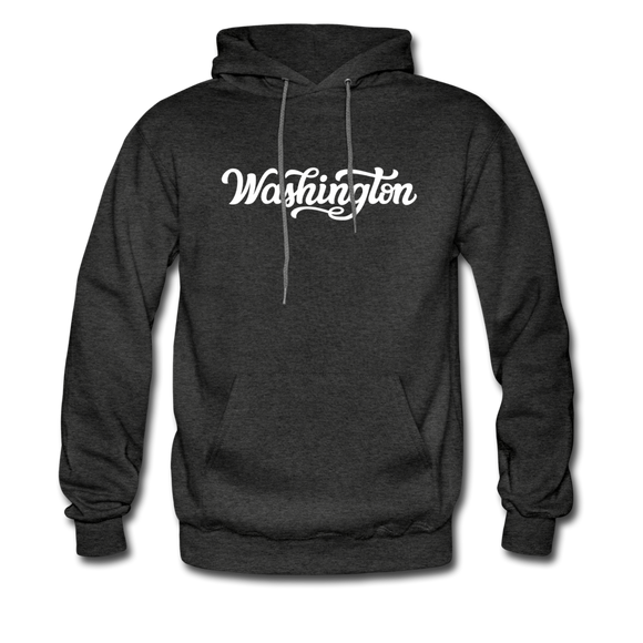 Washington Hoodie - Hand Lettered Unisex Washington Hooded Sweatshirt - charcoal gray