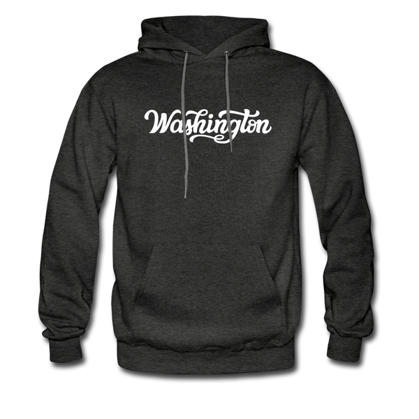 Washington Hoodie - Hand Lettered Unisex Washington Hooded Sweatshirt - charcoal gray