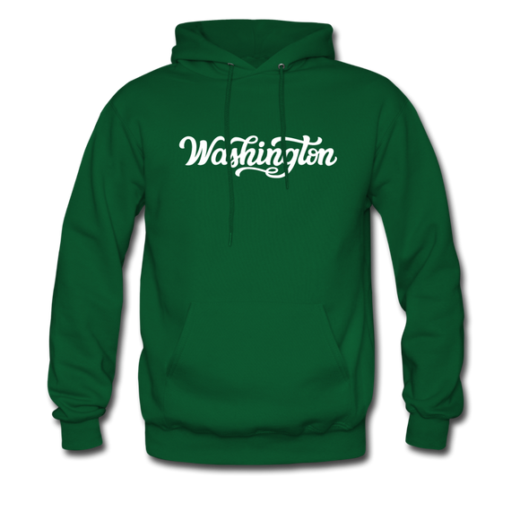 Washington Hoodie - Hand Lettered Unisex Washington Hooded Sweatshirt - forest green