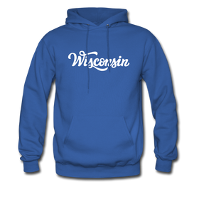 Wisconsin Hoodie - Hand Lettered Unisex Wisconsin Hooded Sweatshirt - royal blue
