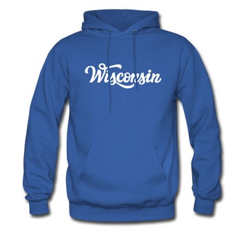 Wisconsin Hoodie - Hand Lettered Unisex Wisconsin Hooded Sweatshirt - royal blue