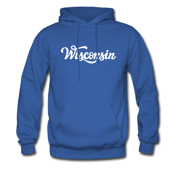 Wisconsin Hoodie - Hand Lettered Unisex Wisconsin Hooded Sweatshirt - royal blue