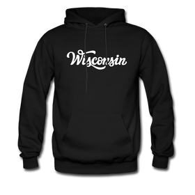 Wisconsin Hoodie - Hand Lettered Unisex Wisconsin Hooded Sweatshirt - black