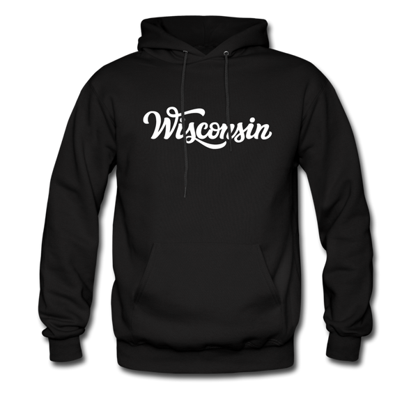 Wisconsin Hoodie - Hand Lettered Unisex Wisconsin Hooded Sweatshirt - black
