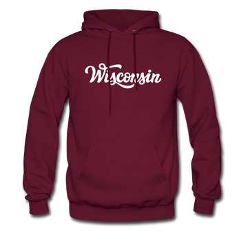Wisconsin Hoodie - Hand Lettered Unisex Wisconsin Hooded Sweatshirt - burgundy