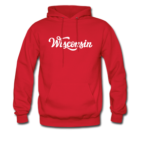 Wisconsin Hoodie - Hand Lettered Unisex Wisconsin Hooded Sweatshirt - red