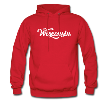 Wisconsin Hoodie - Hand Lettered Unisex Wisconsin Hooded Sweatshirt - red