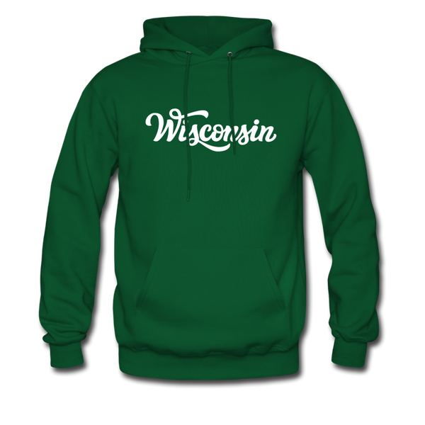 Wisconsin Hoodie - Hand Lettered Unisex Wisconsin Hooded Sweatshirt - forest green