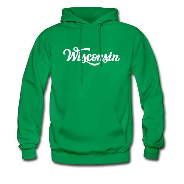 Wisconsin Hoodie - Hand Lettered Unisex Wisconsin Hooded Sweatshirt - kelly green