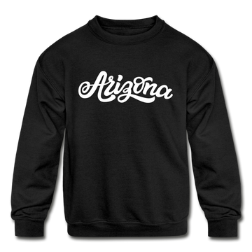Arizona Youth Sweatshirt - Hand Lettered Youth Arizona Crewneck Sweatshirt - black