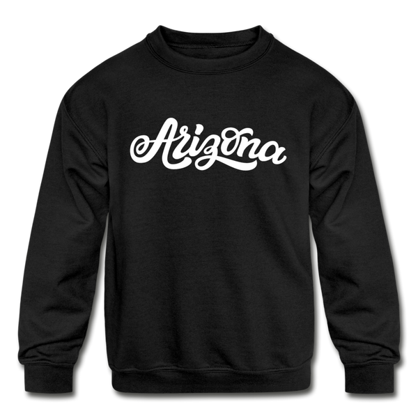 Arizona Youth Sweatshirt - Hand Lettered Youth Arizona Crewneck Sweatshirt - black