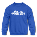 Arizona Youth Sweatshirt - Hand Lettered Youth Arizona Crewneck Sweatshirt - royal blue