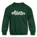 Arizona Youth Sweatshirt - Hand Lettered Youth Arizona Crewneck Sweatshirt - forest green