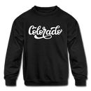 Colorado Youth Sweatshirt - Hand Lettered Youth Colorado Crewneck Sweatshirt - black