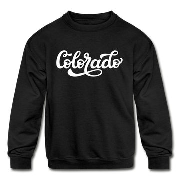 Colorado Youth Sweatshirt - Hand Lettered Youth Colorado Crewneck Sweatshirt - black