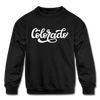 Colorado Youth Sweatshirt - Hand Lettered Youth Colorado Crewneck Sweatshirt - black