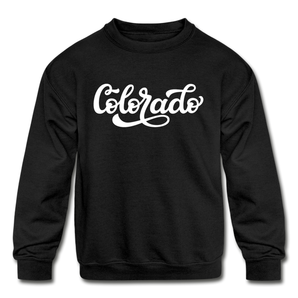 Colorado Youth Sweatshirt - Hand Lettered Youth Colorado Crewneck Sweatshirt - black