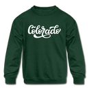 Colorado Youth Sweatshirt - Hand Lettered Youth Colorado Crewneck Sweatshirt - forest green
