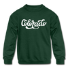Colorado Youth Sweatshirt - Hand Lettered Youth Colorado Crewneck Sweatshirt - forest green