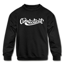 Connecticut Youth Sweatshirt - Hand Lettered Youth Connecticut Crewneck Sweatshirt - black