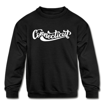 Connecticut Youth Sweatshirt - Hand Lettered Youth Connecticut Crewneck Sweatshirt - black