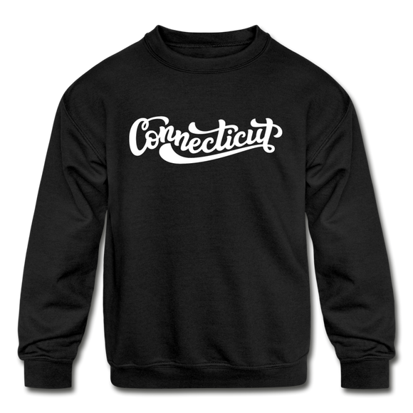 Connecticut Youth Sweatshirt - Hand Lettered Youth Connecticut Crewneck Sweatshirt - black