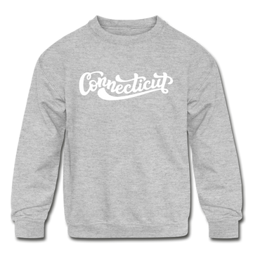 Connecticut Youth Sweatshirt - Hand Lettered Youth Connecticut Crewneck Sweatshirt - heather gray